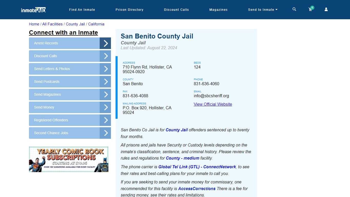 San Benito County Jail - Inmate Locator